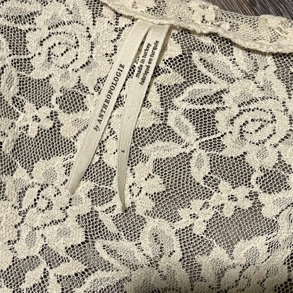 Anthropologie | Lace Sheer Long Sleeve with Tie Cuffs